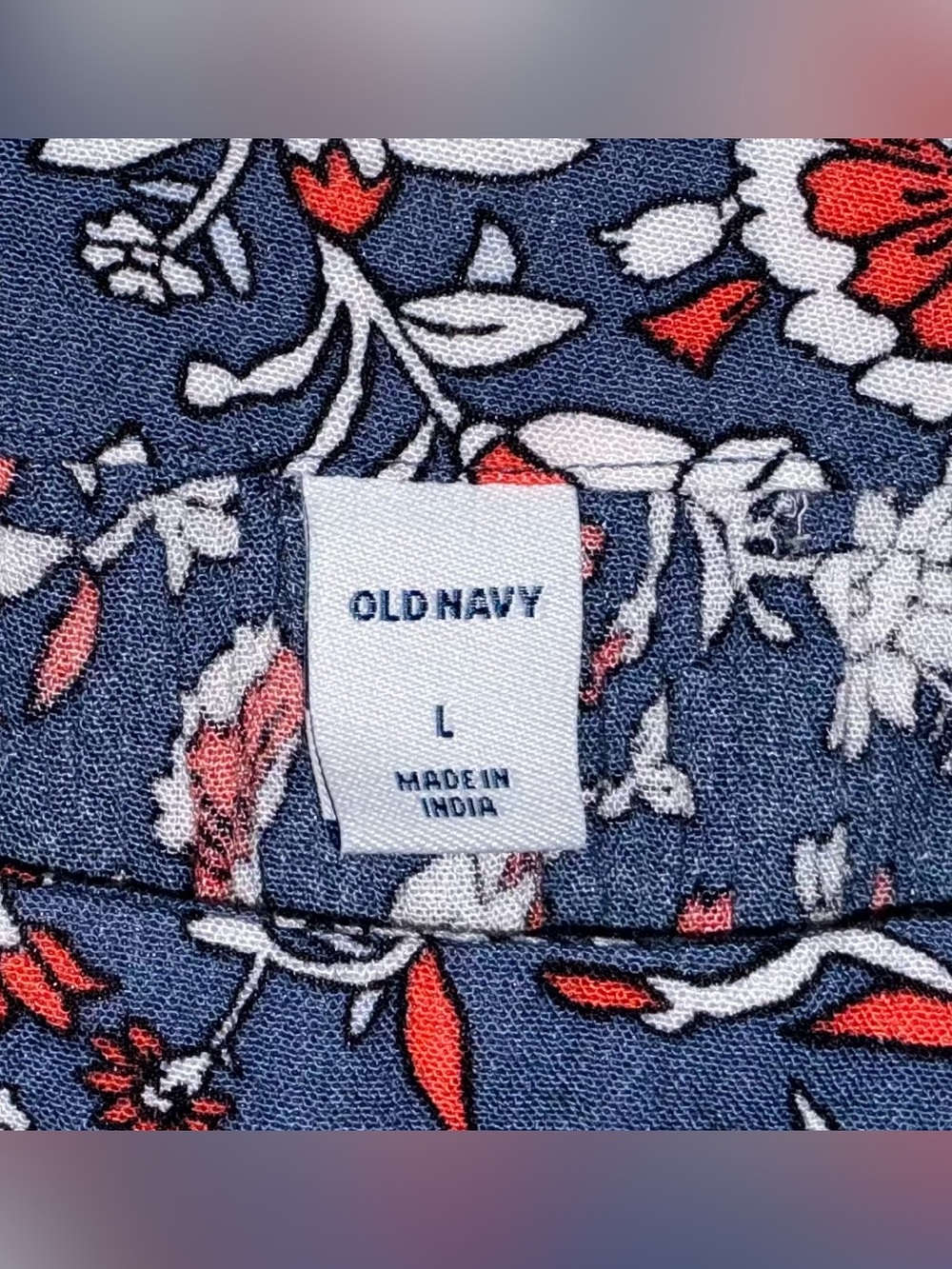 Old Navy Blue Floral with Red and White Blossoms Tank - Picture 8 of 9